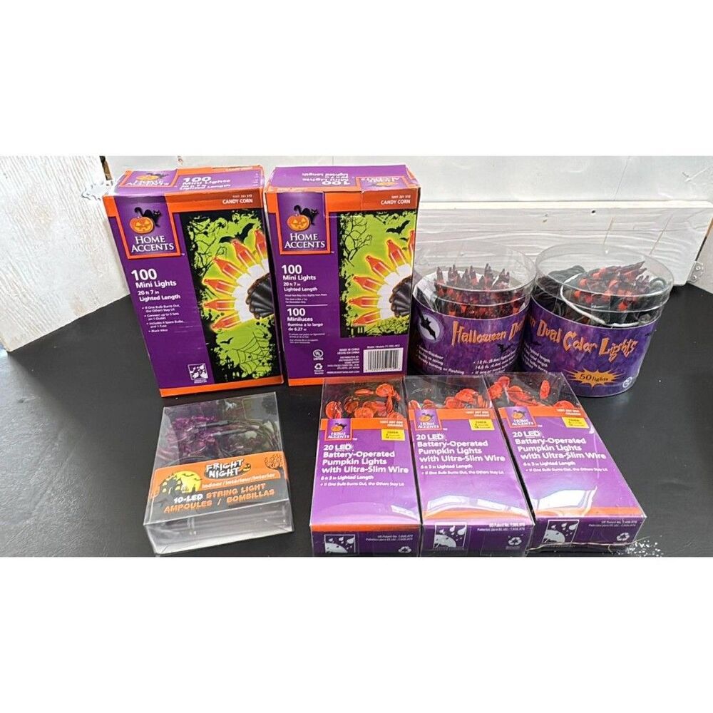Halloween Lights 8 String  Lights Dual Colors Pumpkin Lights Bat  Lights